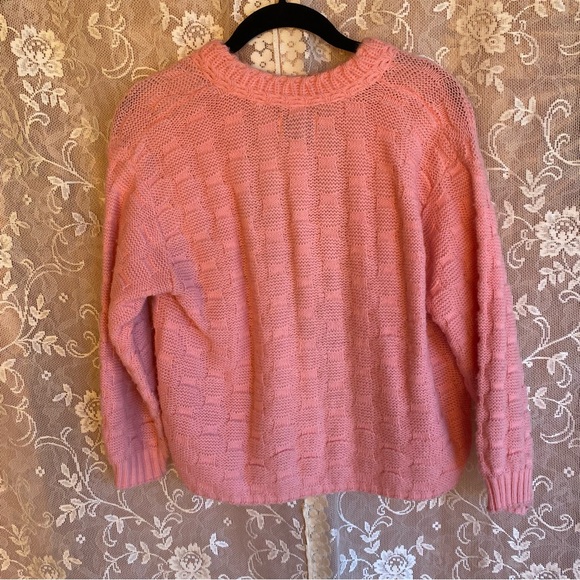 Vintage 50s Rivoli Pink Knit Cardigan - Picture 4 of 4